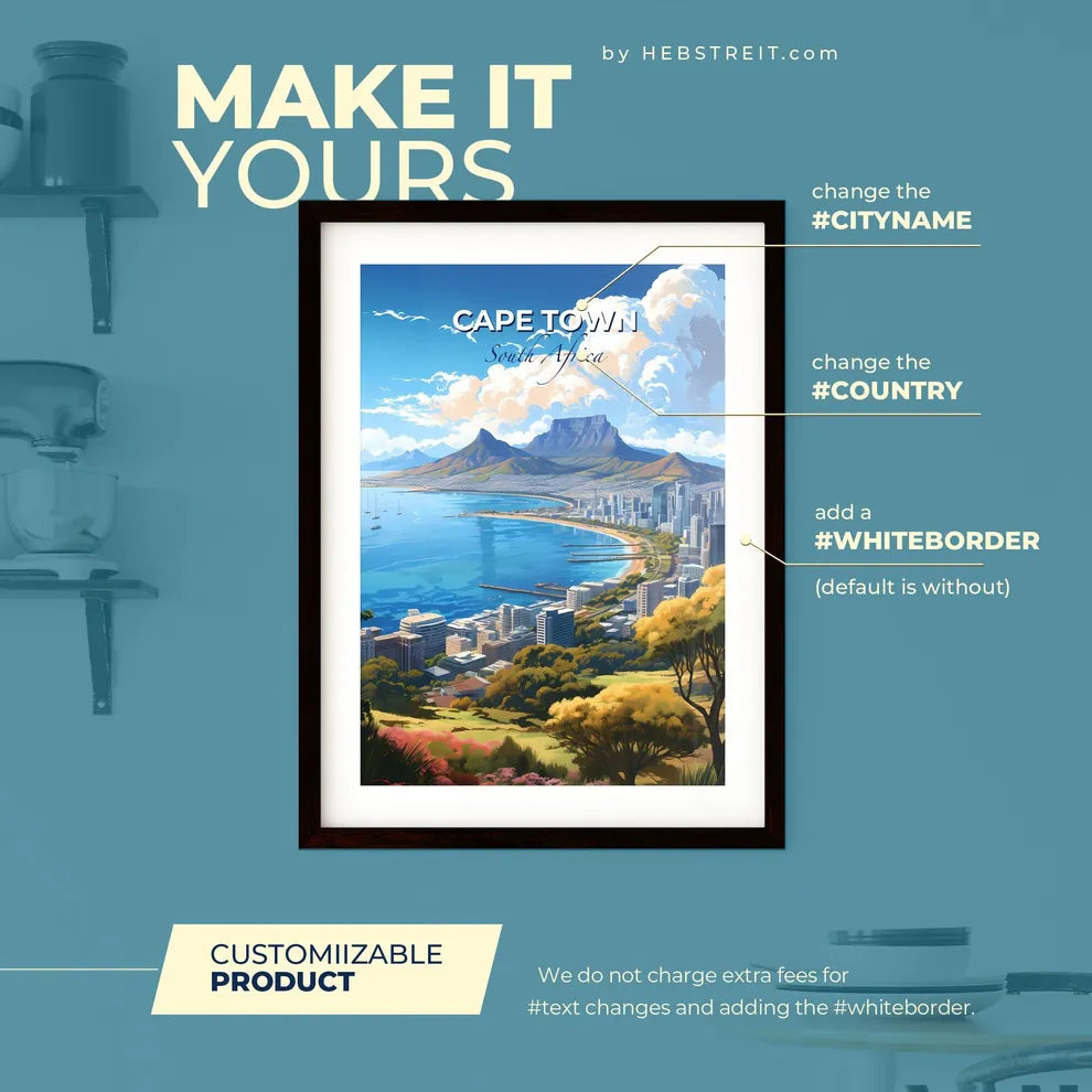 Cape Town South Africa Skyline - A City Next To A Body Of Water - Customizable Travel Gift Default Title