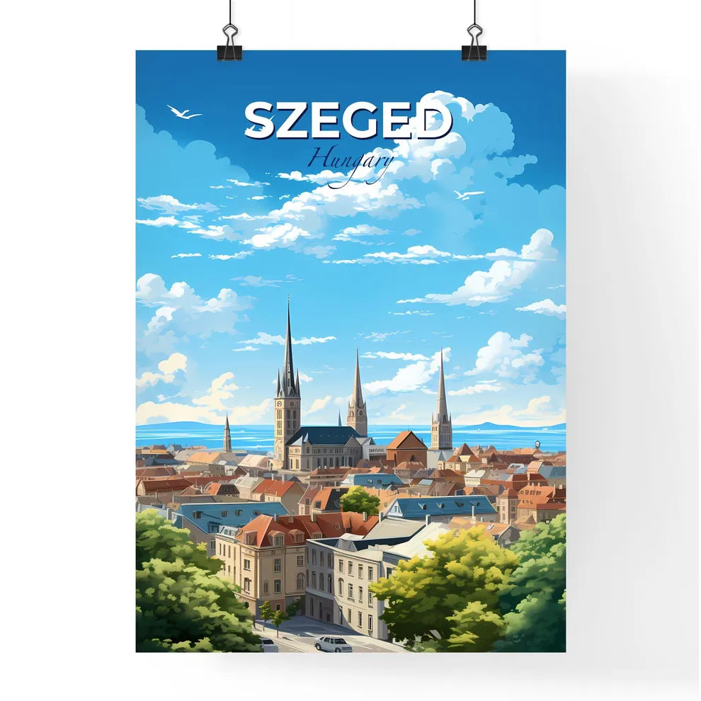 Szeged Hungary Skyline - A City With Towers And Trees - Customizable Travel Gift Default Title