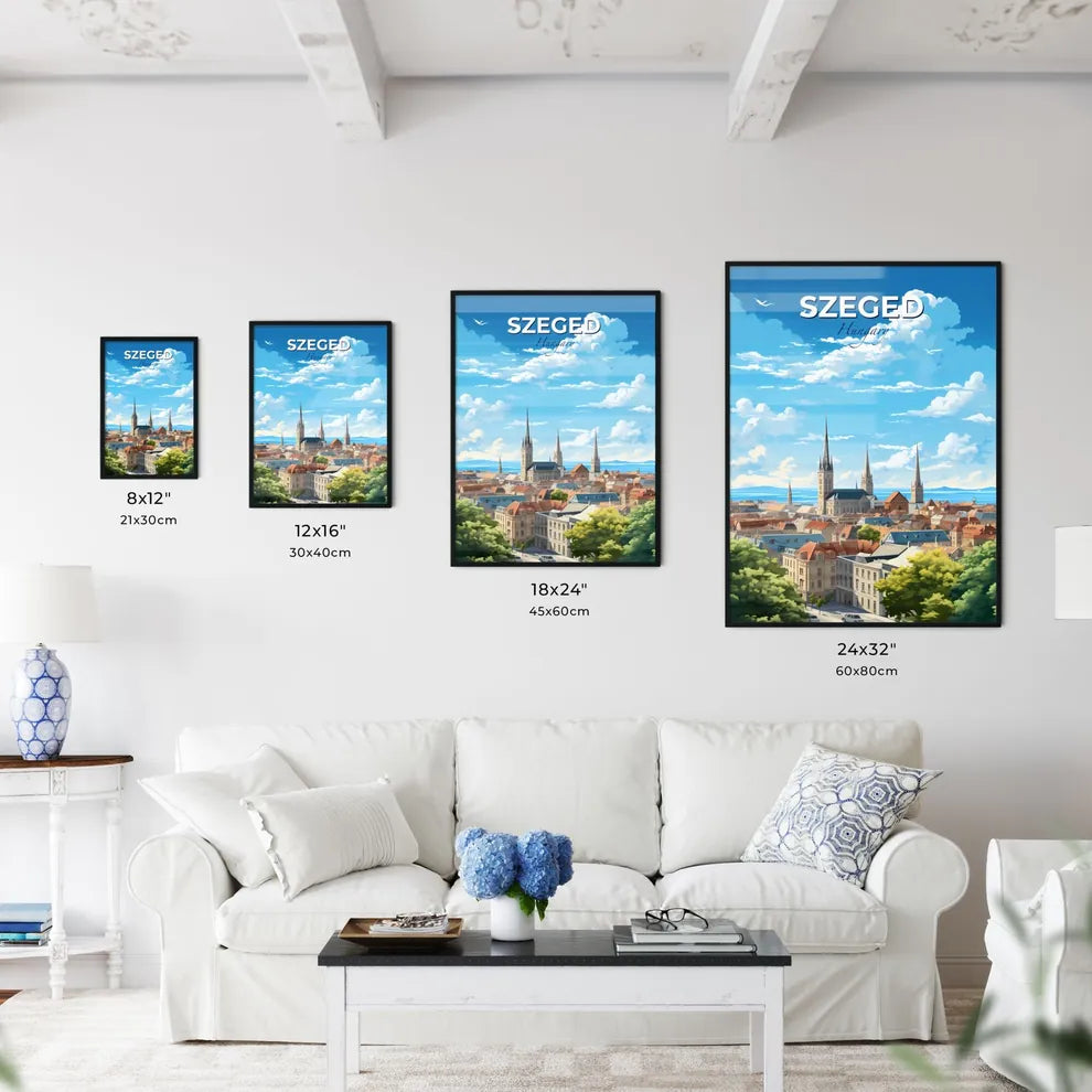 Szeged Hungary Skyline - A City With Towers And Trees - Customizable Travel Gift Default Title