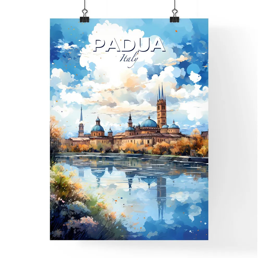Padua Italy Skyline - A Watercolor Painting Of A Building With Blue Domes And Trees - Customizable Travel Gift Default Title