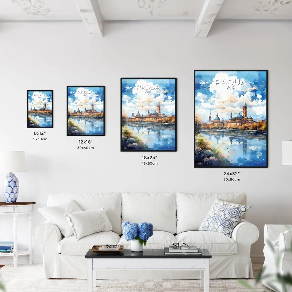 Padua Italy Skyline - A Watercolor Painting Of A Building With Blue Domes And Trees - Customizable Travel Gift Default Title