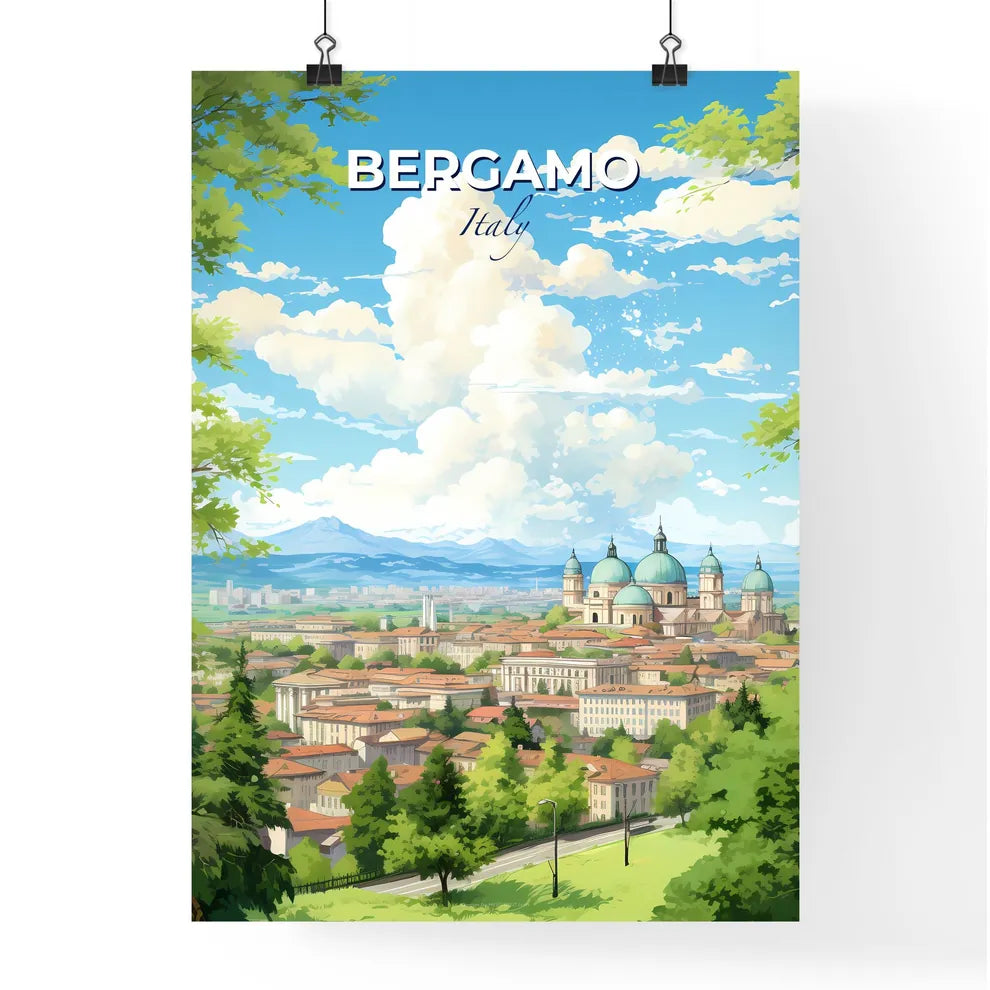 Bergamo Italy Skyline - A City With Many Buildings And Trees - Customizable Travel Gift Default Title