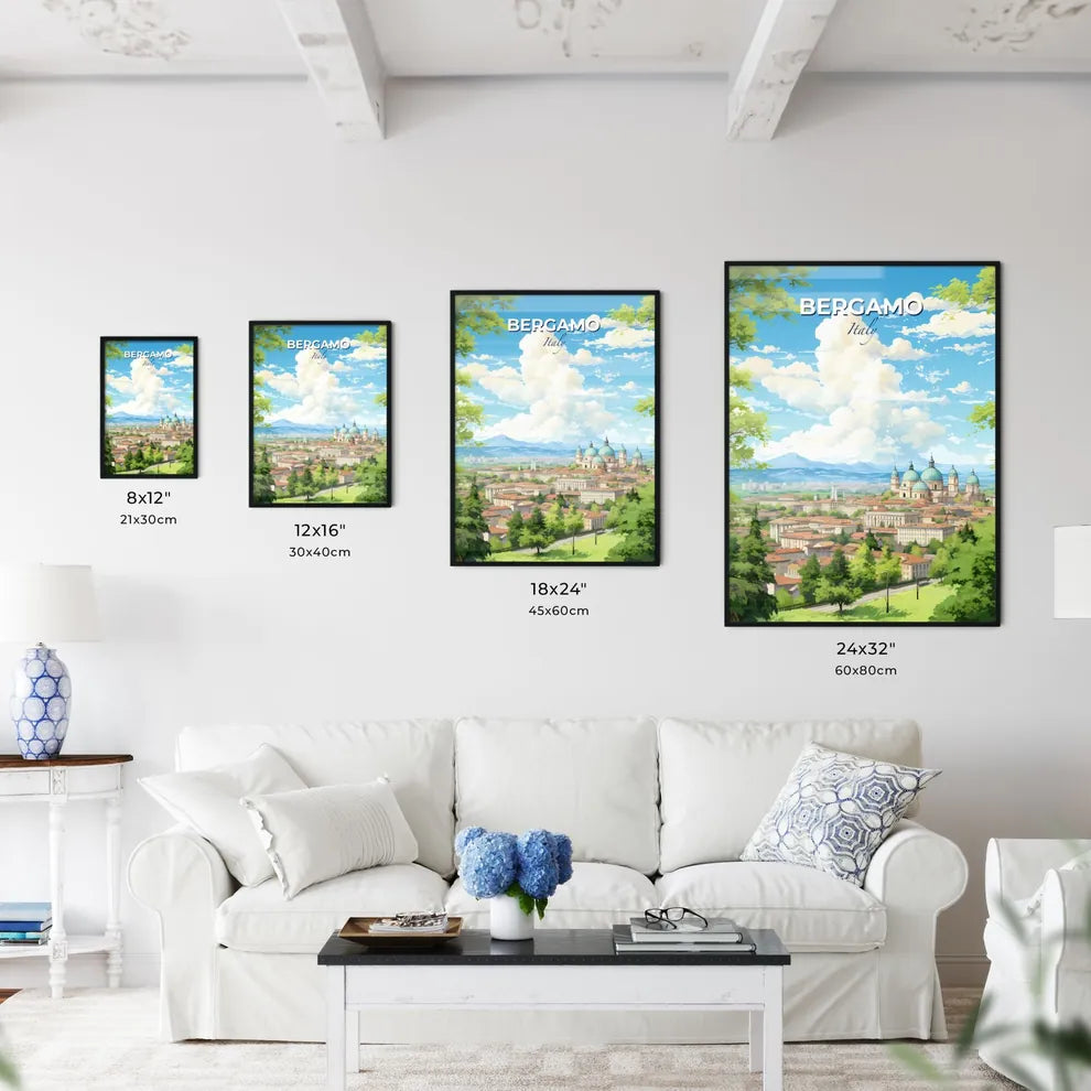 Bergamo Italy Skyline - A City With Many Buildings And Trees - Customizable Travel Gift Default Title