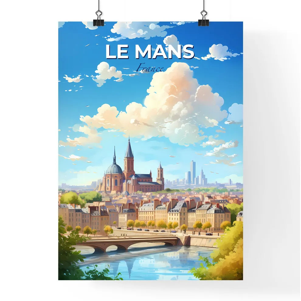 Le Mans France Skyline - A City With A Bridge And A Bridge And A Large Building - Customizable Travel Gift Default Title