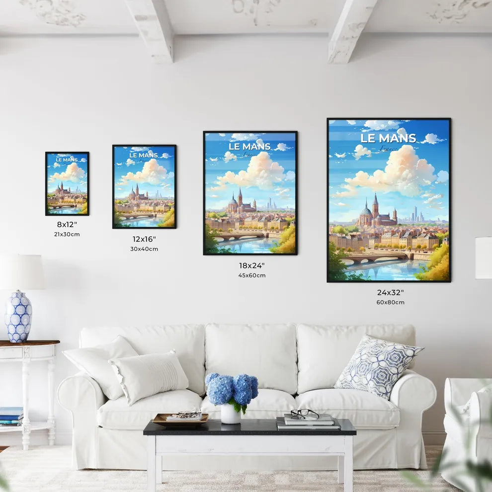 Le Mans France Skyline - A City With A Bridge And A Bridge And A Large Building - Customizable Travel Gift Default Title