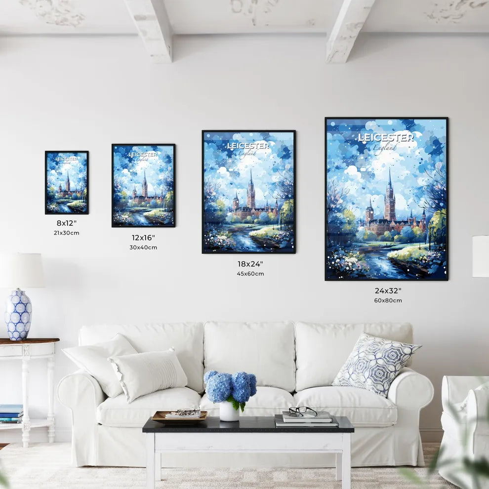 Leicester England Skyline - A Painting Of A Castle With Trees And A River - Customizable Travel Gift Default Title