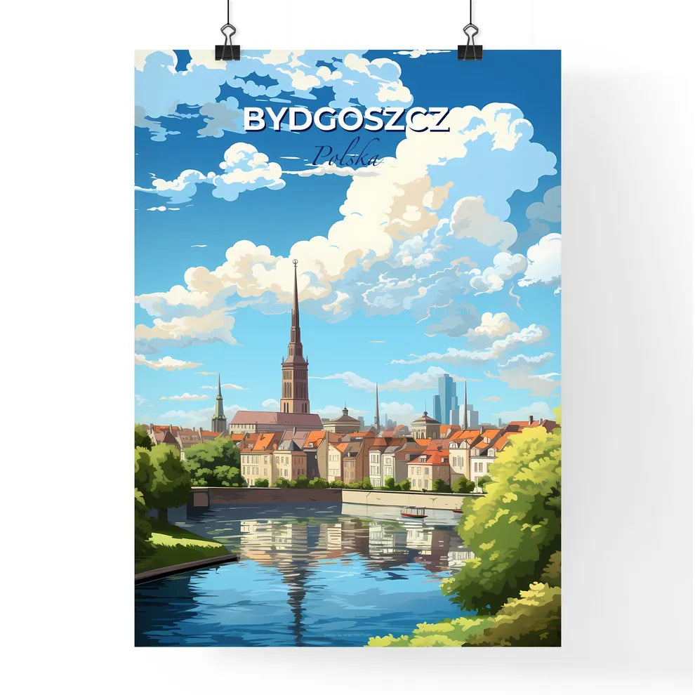 Bydgoszcz Polska Skyline - A River With Trees And Buildings In The Background - Customizable Travel Gift Default Title