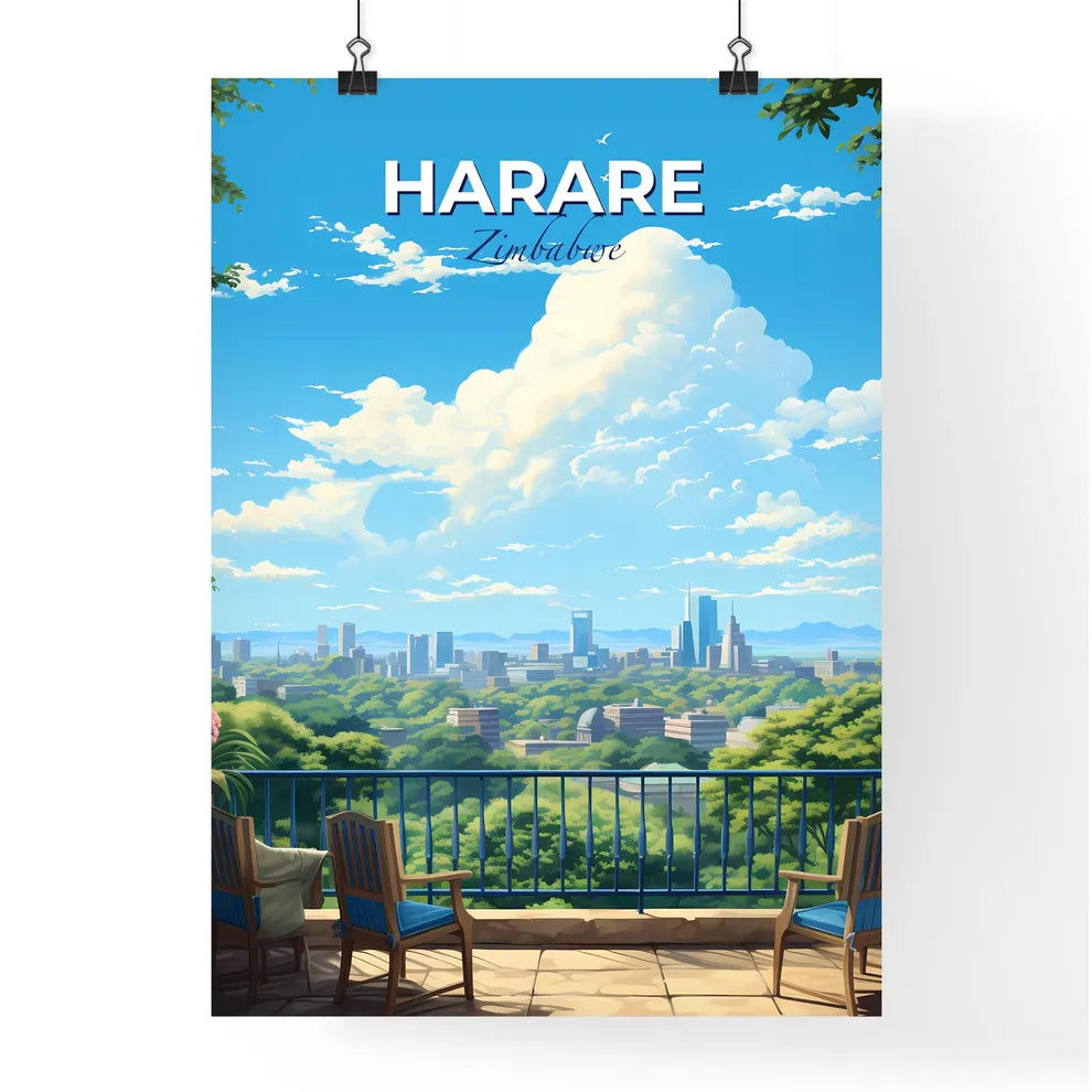 Harare Zimbabwe Skyline - A View Of A City From A Balcony - Customizable Travel Gift Default Title
