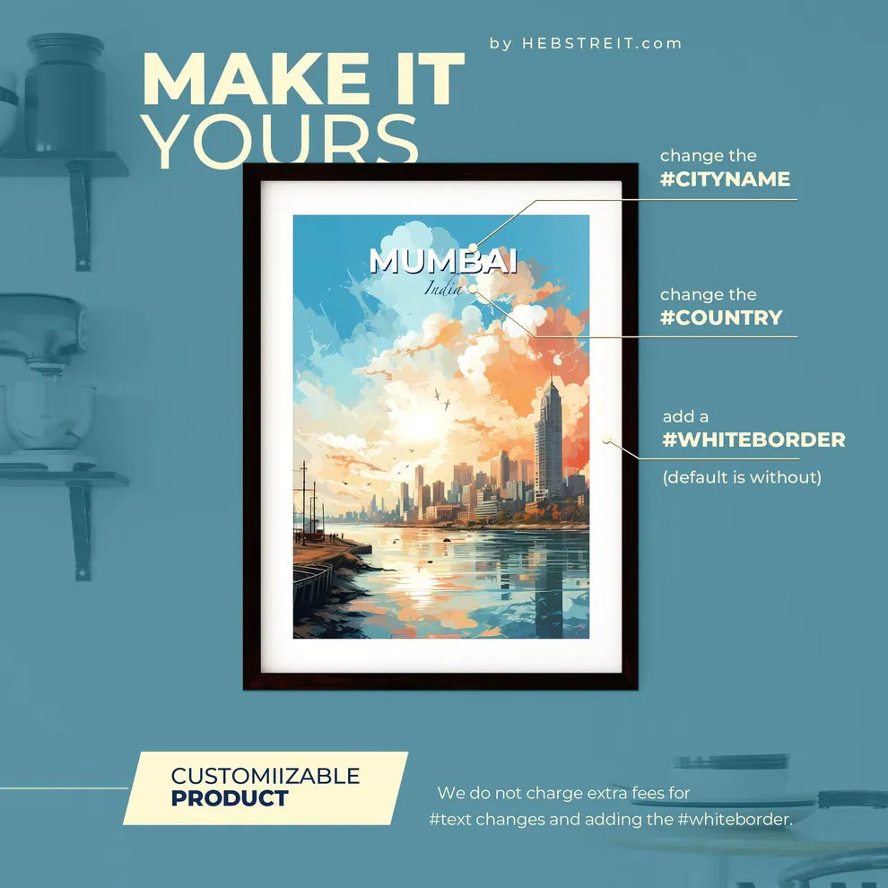 Mumbai India Skyline - A City By The Water - Customizable Travel Gift Default Title