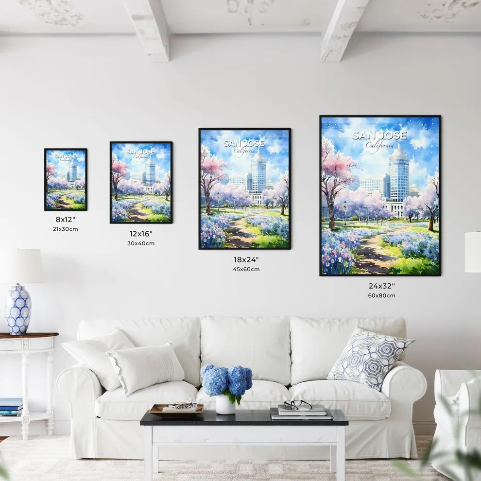 San Jose California Skyline - A Park With Trees And Buildings - Customizable Travel Gift Default Title