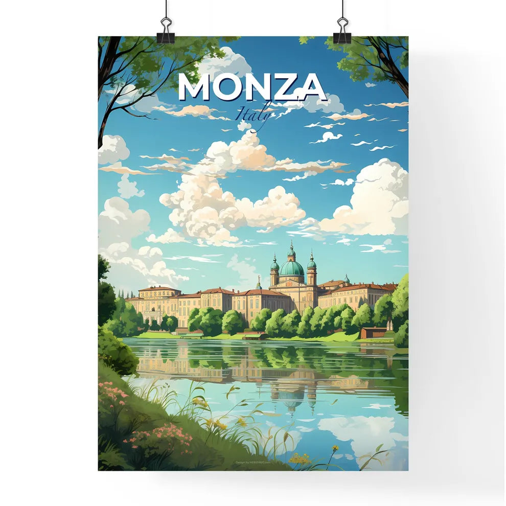 Monza Italy Skyline - A Building Next To A Body Of Water - Customizable Travel Gift Default Title