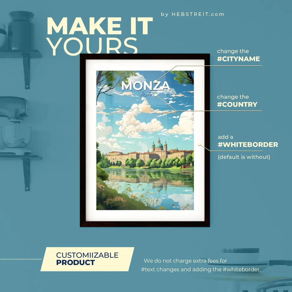 Monza Italy Skyline - A Building Next To A Body Of Water - Customizable Travel Gift Default Title