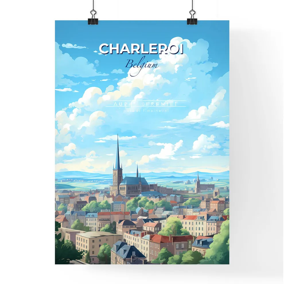 Charleroi Belgium Skyline - A City With A Steeple And Trees - Customizable Travel Gift Default Title