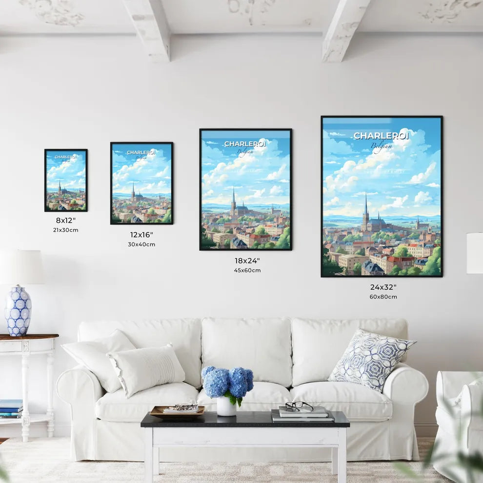 Charleroi Belgium Skyline - A City With A Steeple And Trees - Customizable Travel Gift Default Title