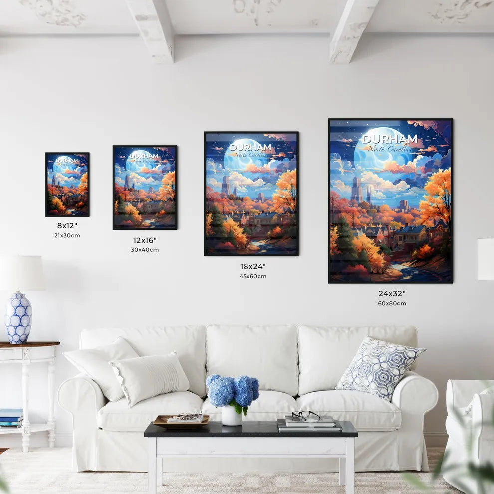 Durham North Carolina Skyline - A Colorful Landscape With Trees And Buildings - Customizable Travel Gift Default Title