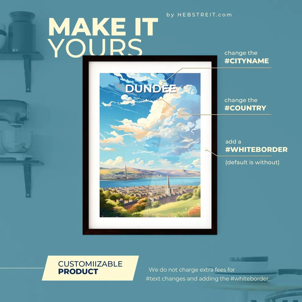 Dundee Scotland Skyline - A Landscape Of A City With A Body Of Water And A Cloudy Sky - Customizable Travel Gift Default Title