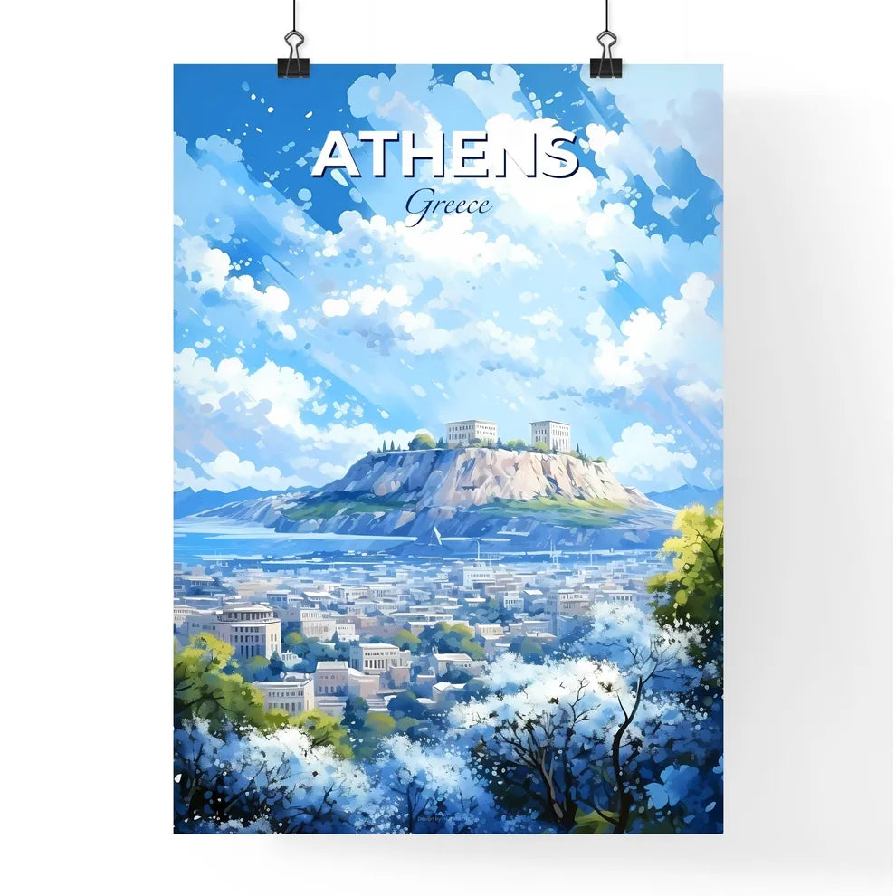 Athens Greece Skyline - A City With A Hill And Buildings - Customizable Travel Gift Default Title