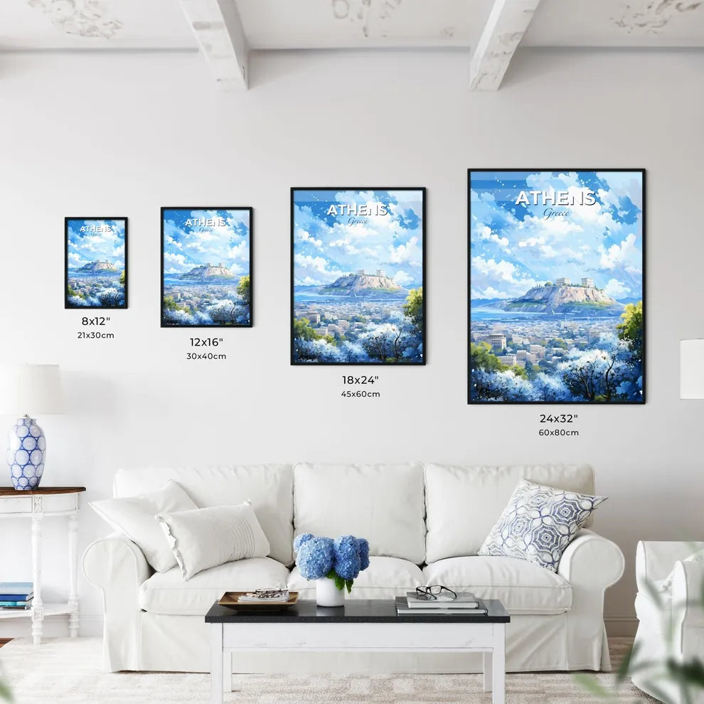 Athens Greece Skyline - A City With A Hill And Buildings - Customizable Travel Gift Default Title