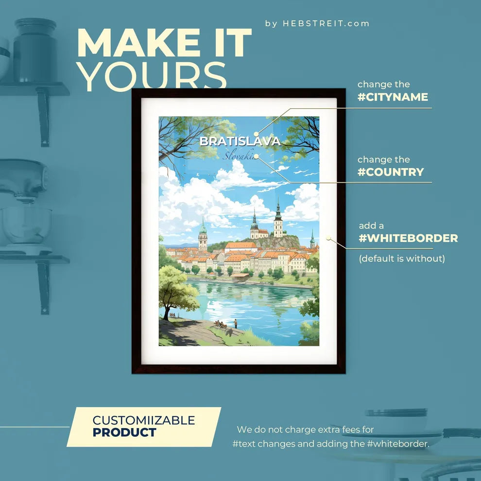 Bratislava Slovakia Skyline - A City By A River - Customizable Travel Gift Default Title