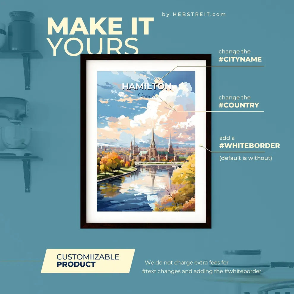 Hamilton Canada Skyline - A Castle With Trees And A River - Customizable Travel Gift Default Title