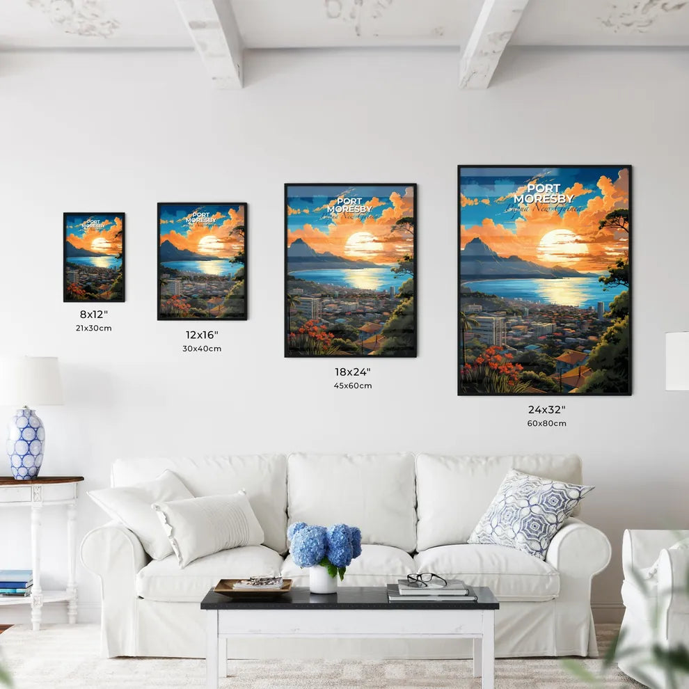 Port Moresby Papua New Guinea Skyline - A Sunset Over A City - Customizable Travel Gift Default Title