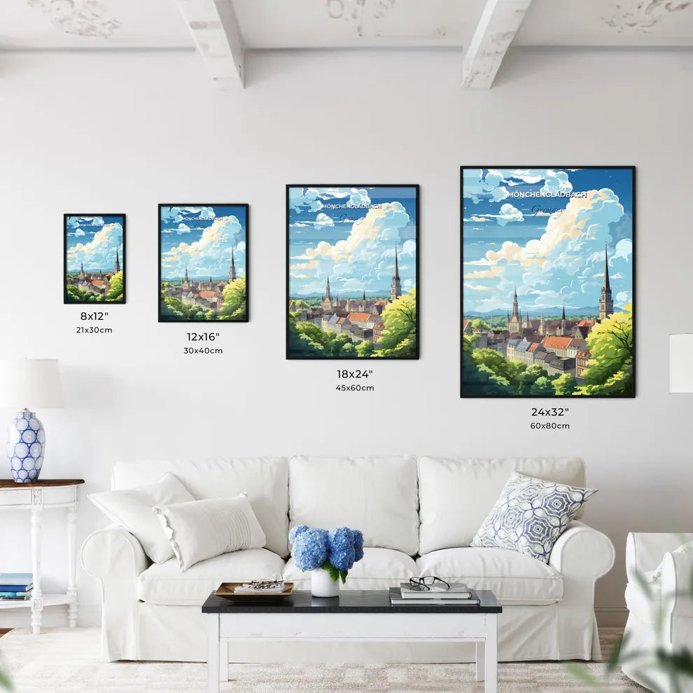 Monchengladbach Germany Skyline - A City With A Steeple And Trees - Customizable Travel Gift Default Title