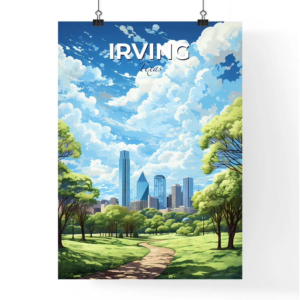 Irving Texas Skyline - A Park With Trees And A City In The Background - Customizable Travel Gift Default Title