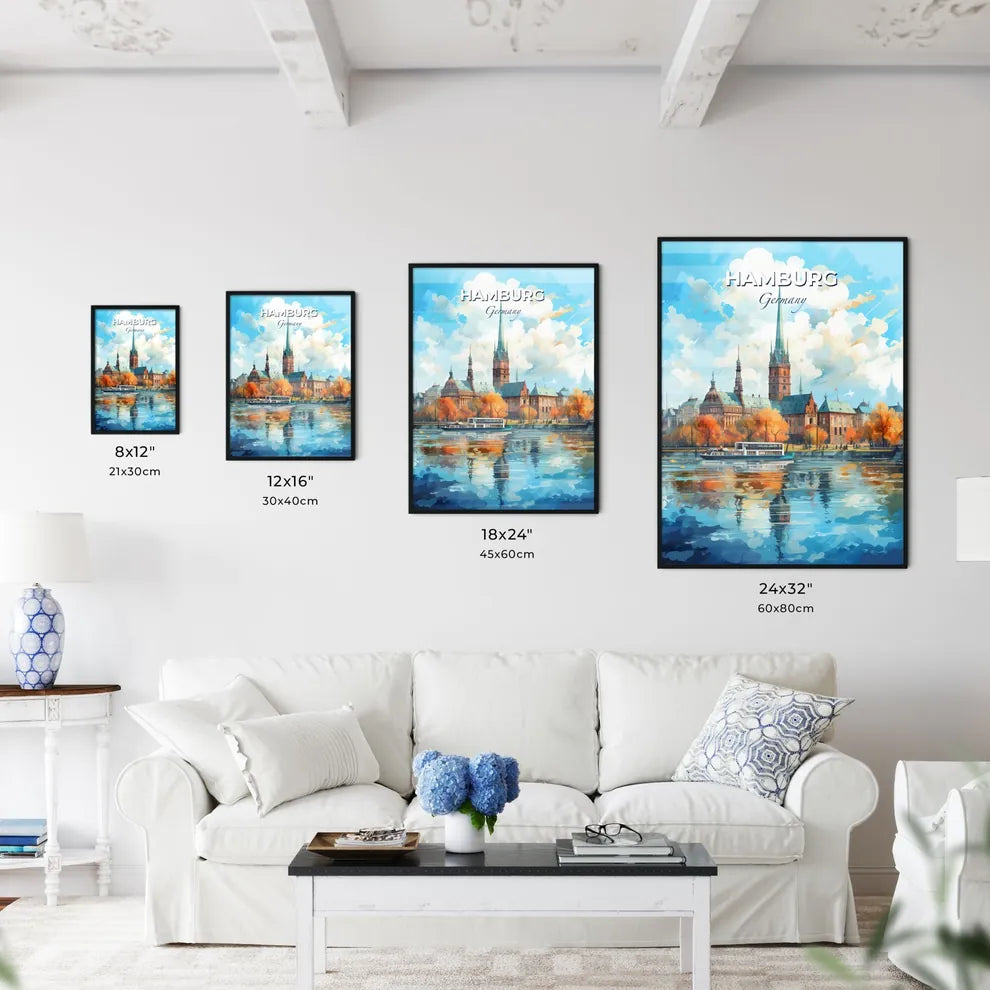 Hamburg Skyline - A Boat On The Water - Customizable Travel Gift Default Title