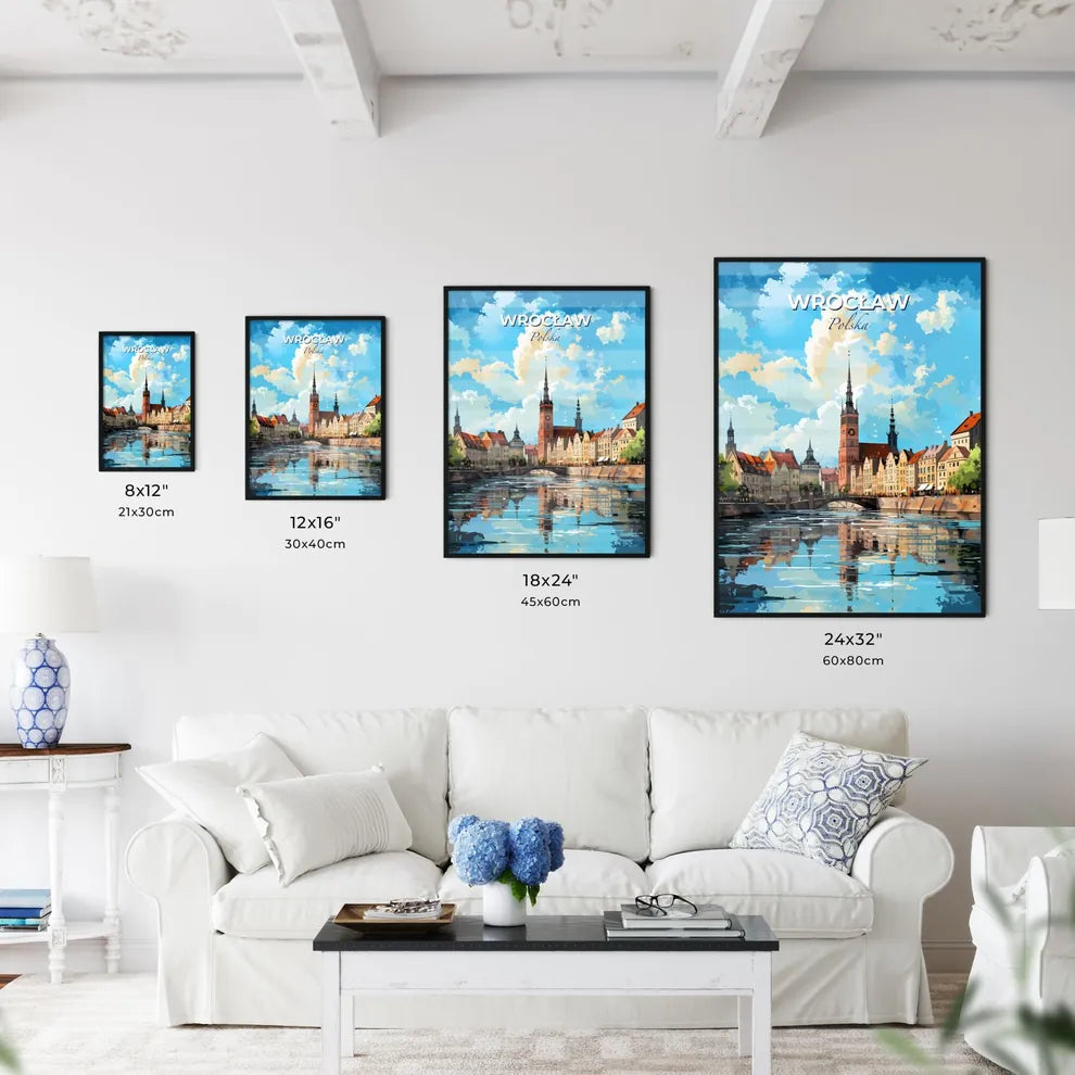 Wrocaw Polska Skyline - A Water Body With A Bridge And A City With A Clock Tower - Customizable Travel Gift Default Title