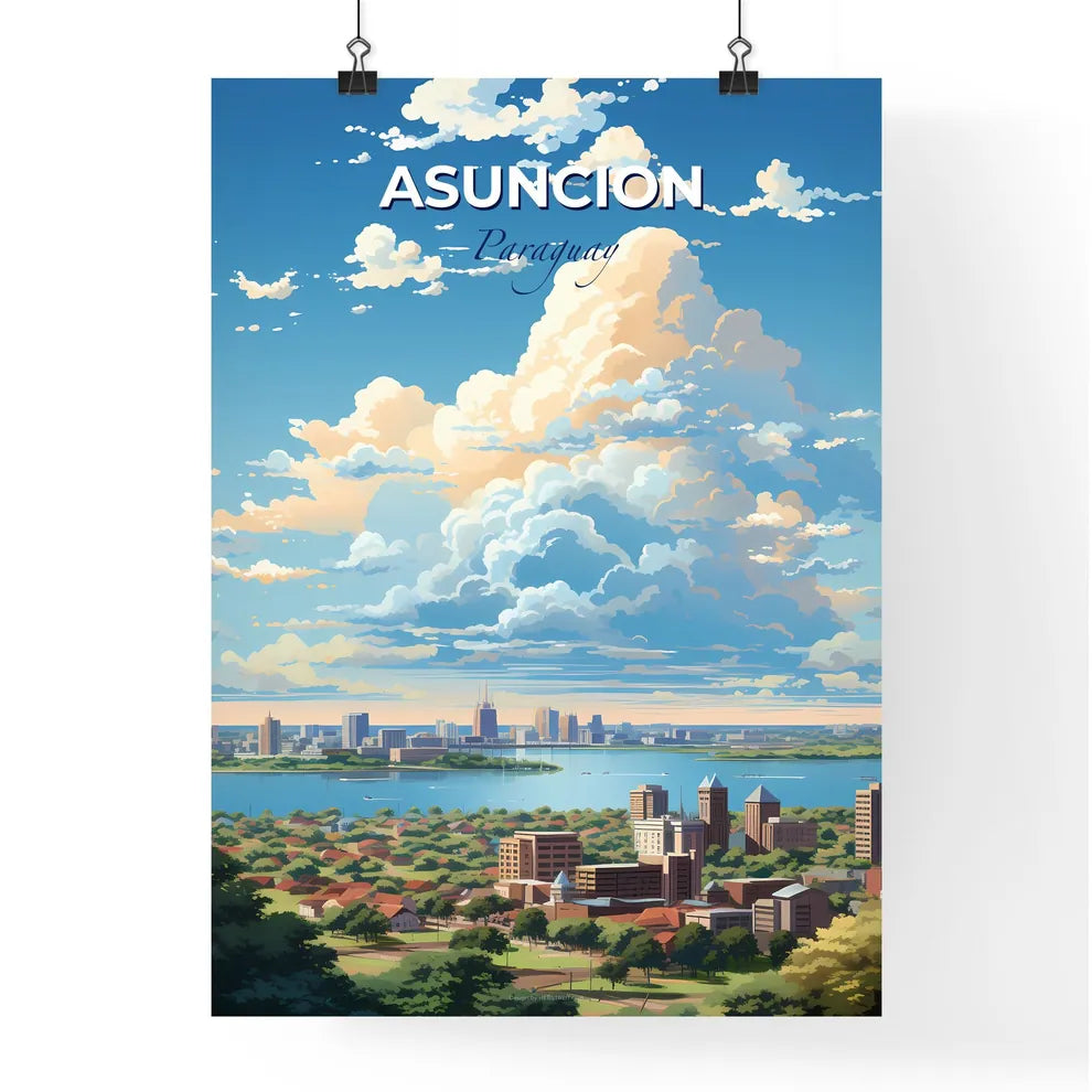 Asuncion Paraguay Skyline - A Cityscape With A Body Of Water And Clouds - Customizable Travel Gift Default Title