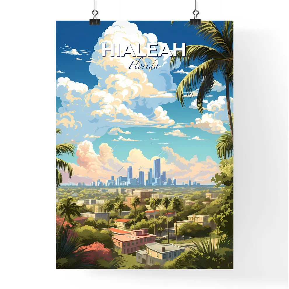 Hialeah Florida Skyline - A City With Palm Trees And Buildings - Customizable Travel Gift Default Title