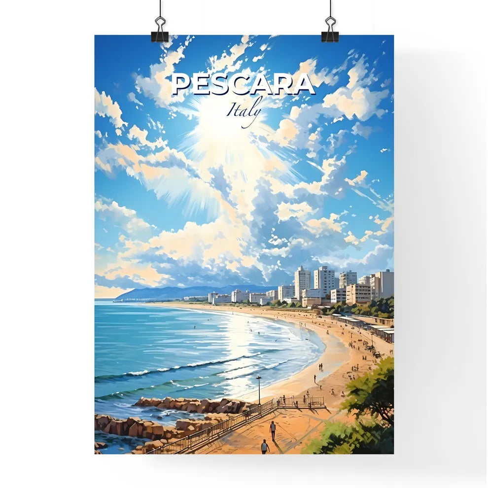 Pescara Italy Skyline - A Beach With Buildings And Water - Customizable Travel Gift Default Title