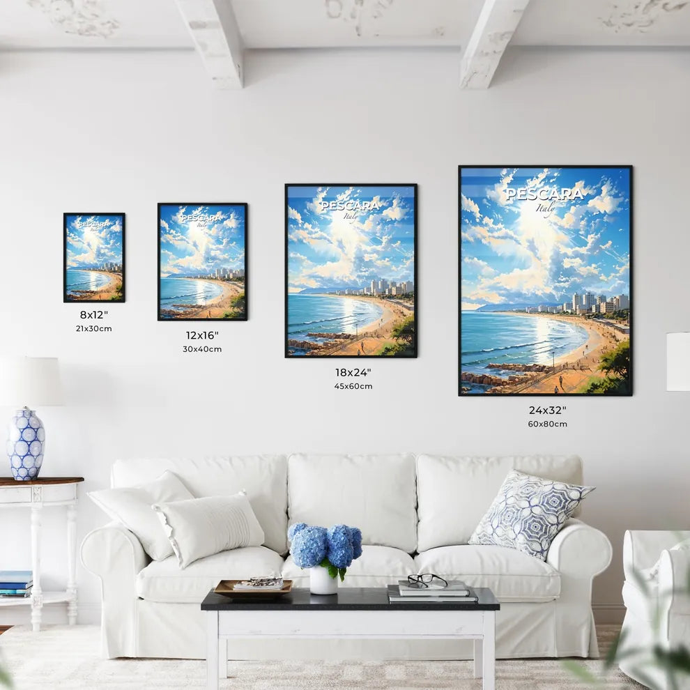 Pescara Italy Skyline - A Beach With Buildings And Water - Customizable Travel Gift Default Title