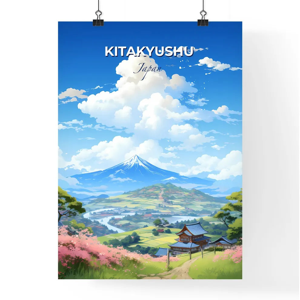 Kitakyushu Japan Skyline - A Landscape With A Mountain And A House - Customizable Travel Gift Default Title