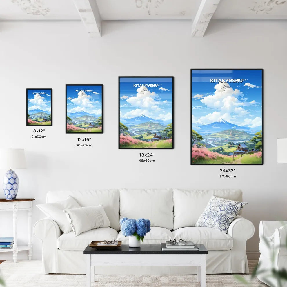 Kitakyushu Japan Skyline - A Landscape With A Mountain And A House - Customizable Travel Gift Default Title