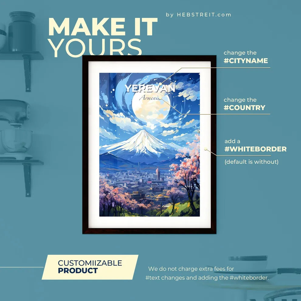 Yerevan Armenia Skyline - A Mountain In The Sky - Customizable Travel Gift Default Title