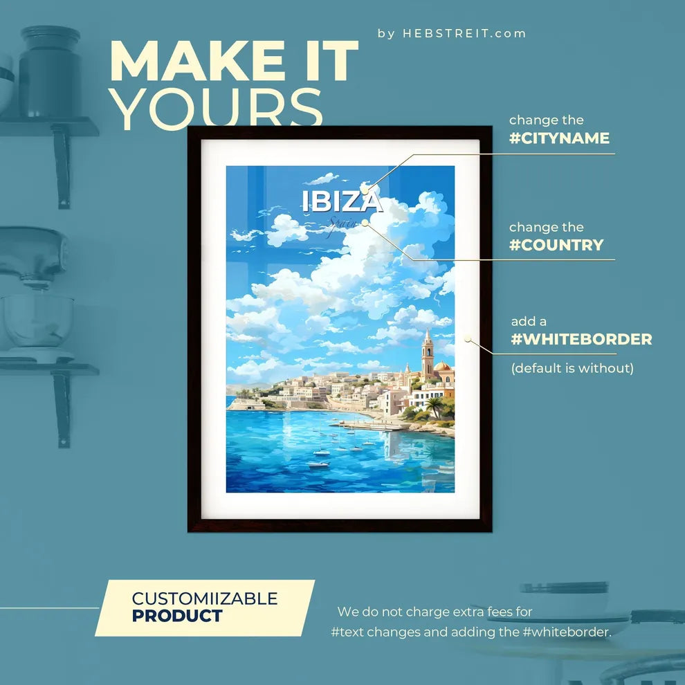 Ibiza Spain Skyline - A City By The Water - Customizable Travel Gift Default Title