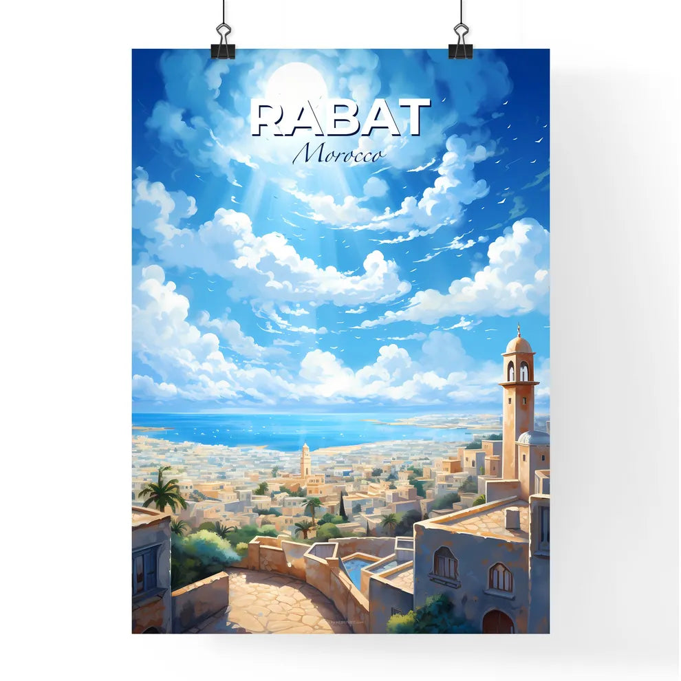 Rabat Morocco Skyline - A City With A Tower And A Body Of Water - Customizable Travel Gift Default Title