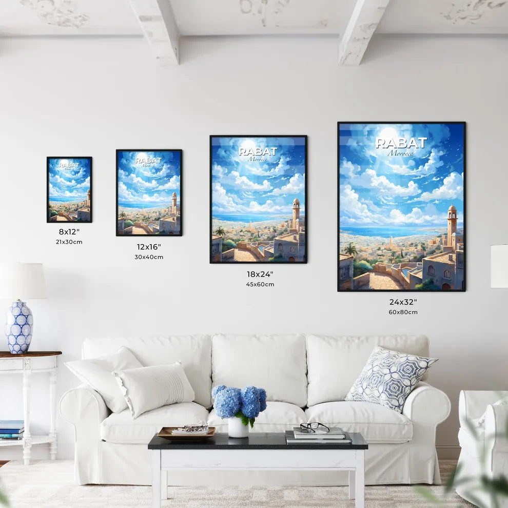 Rabat Morocco Skyline - A City With A Tower And A Body Of Water - Customizable Travel Gift Default Title