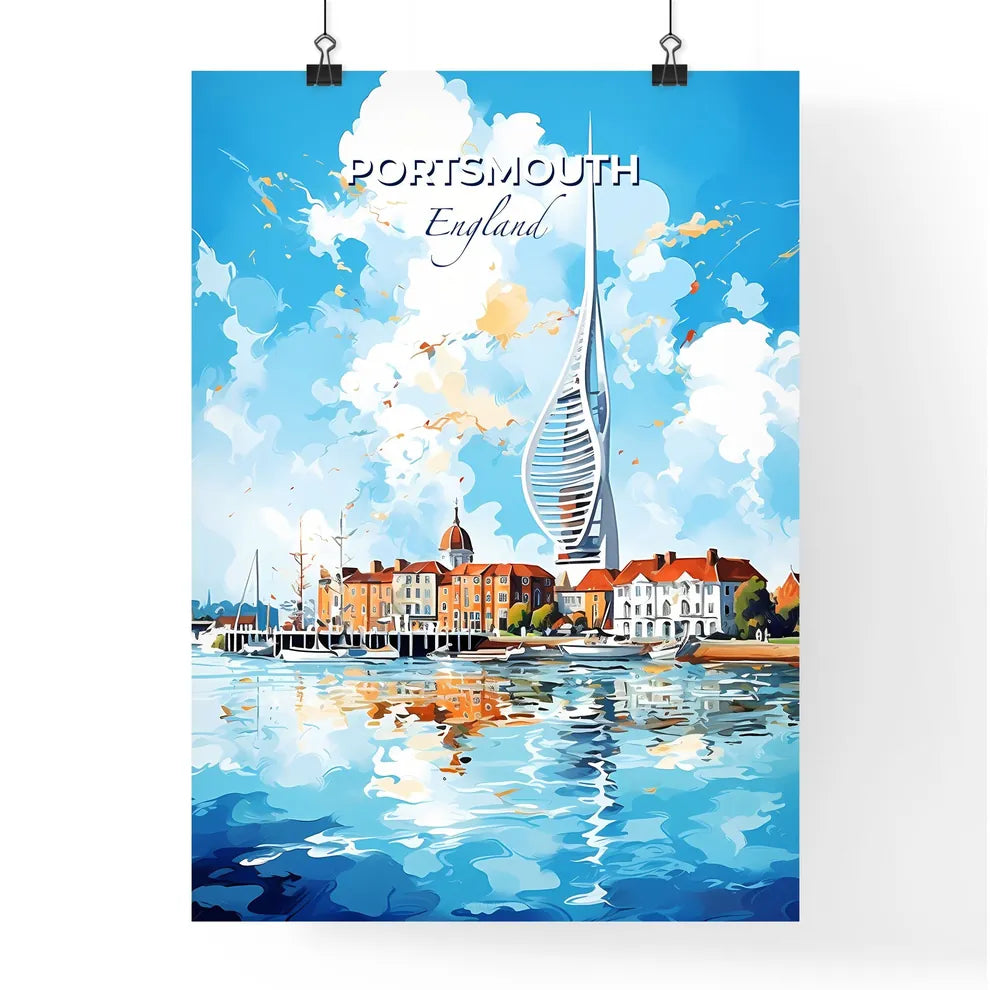 Portsmouth England Skyline - A Watercolor Of A City And A Tall Tower - Customizable Travel Gift Default Title