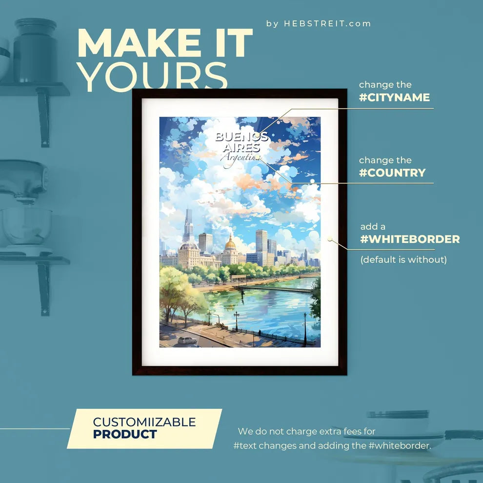 Buenos Aires Argentina Skyline - A City Landscape With Trees And A River - Customizable Travel Gift Default Title