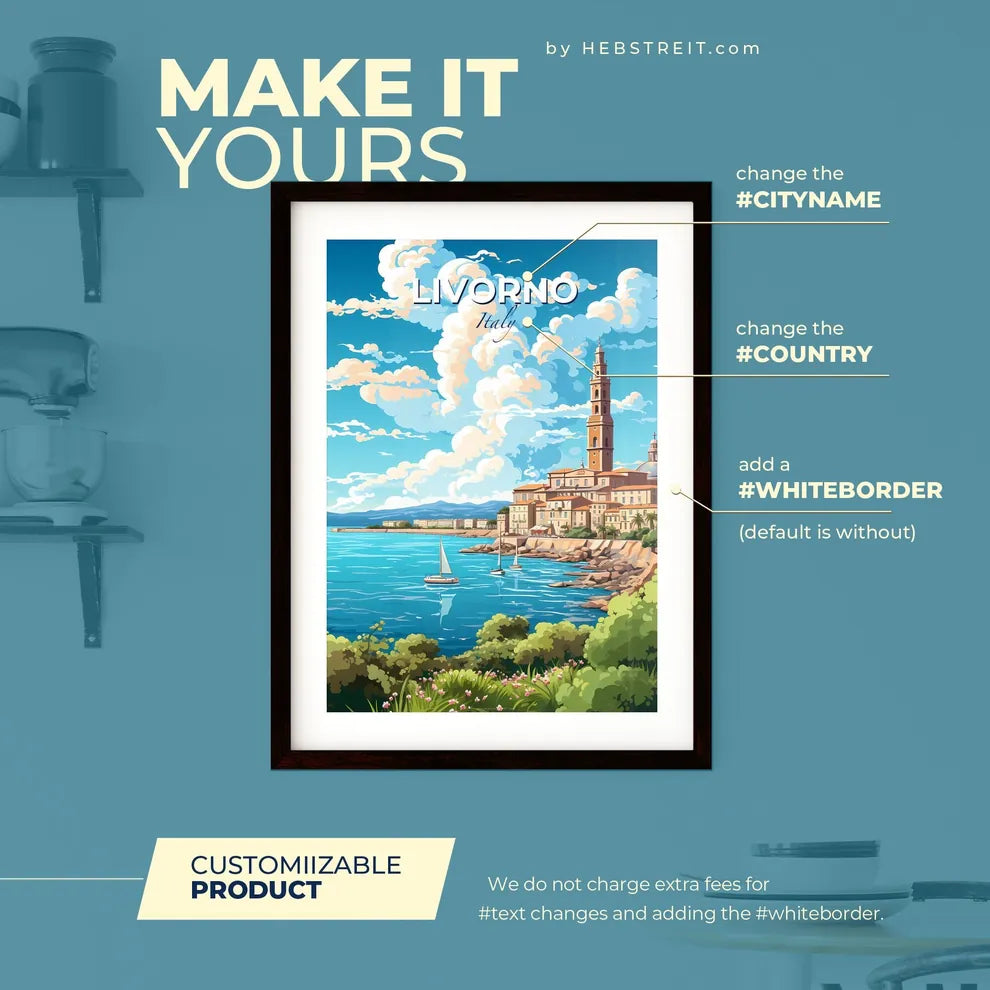 Livorno Italy Skyline - A City Next To A Body Of Water - Customizable Travel Gift Default Title