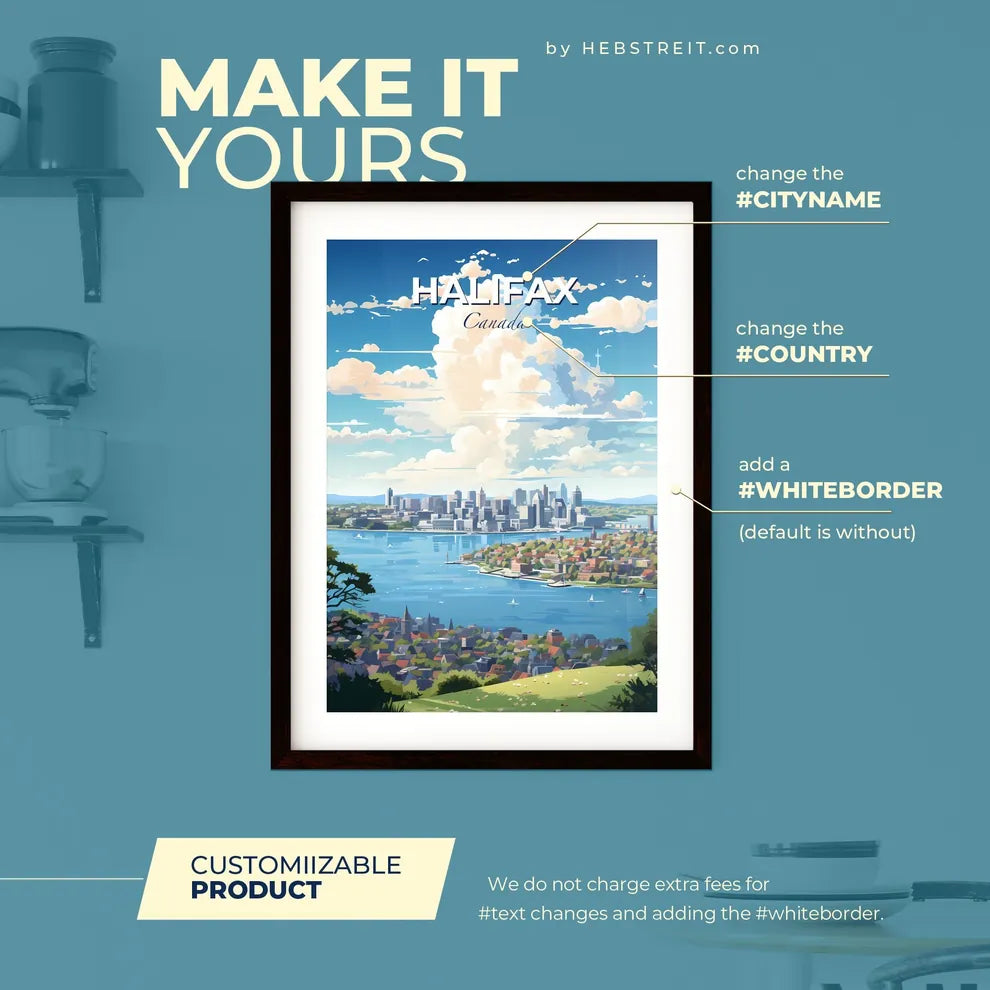 Halifax Canada Skyline - A City By A Body Of Water - Customizable Travel Gift Default Title