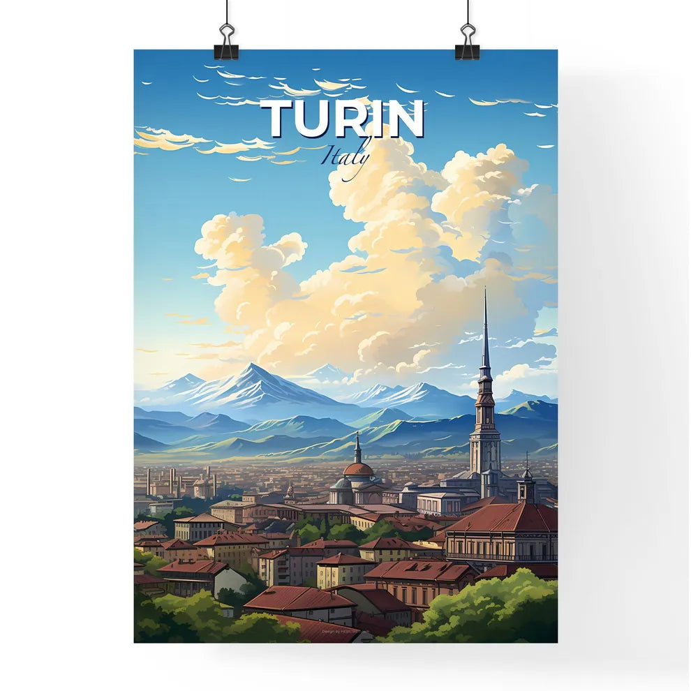 Turin Italy Skyline - A City With Mountains In The Background - Customizable Travel Gift Default Title