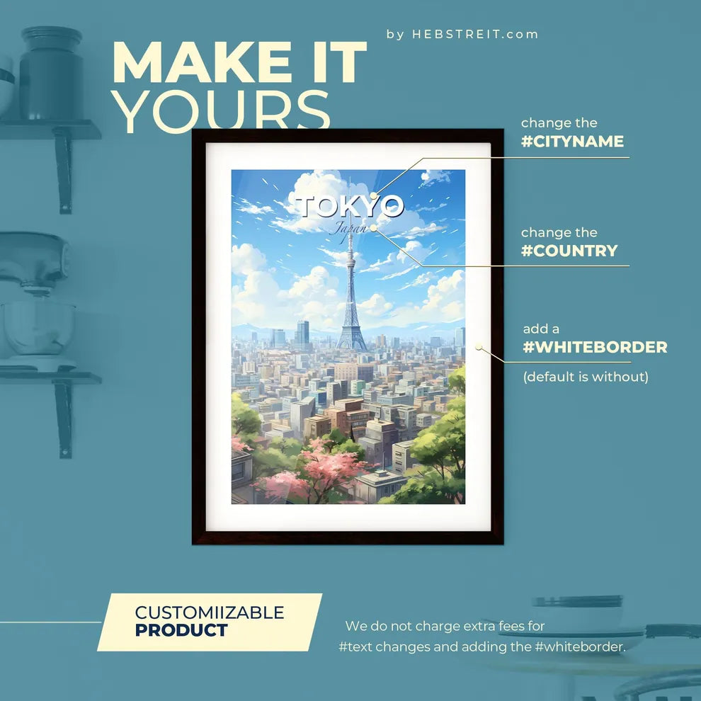 Tokio Skyline - A Tower In A City - Customizable Travel Gift Default Title