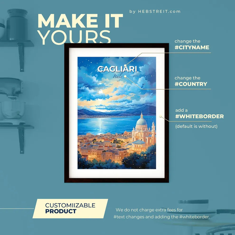 Cagliari Italy Skyline - A City By The Water - Customizable Travel Gift Default Title