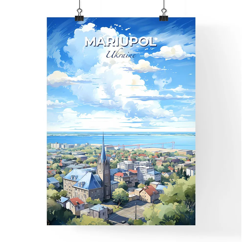 Mariupol Ukraine Skyline - A City With A Church And Trees And Water - Customizable Travel Gift Default Title