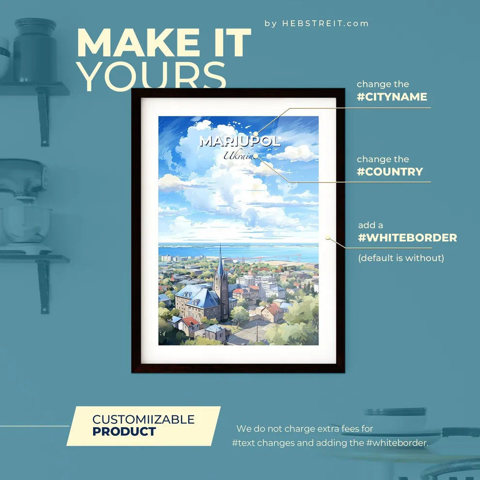 Mariupol Ukraine Skyline - A City With A Church And Trees And Water - Customizable Travel Gift Default Title