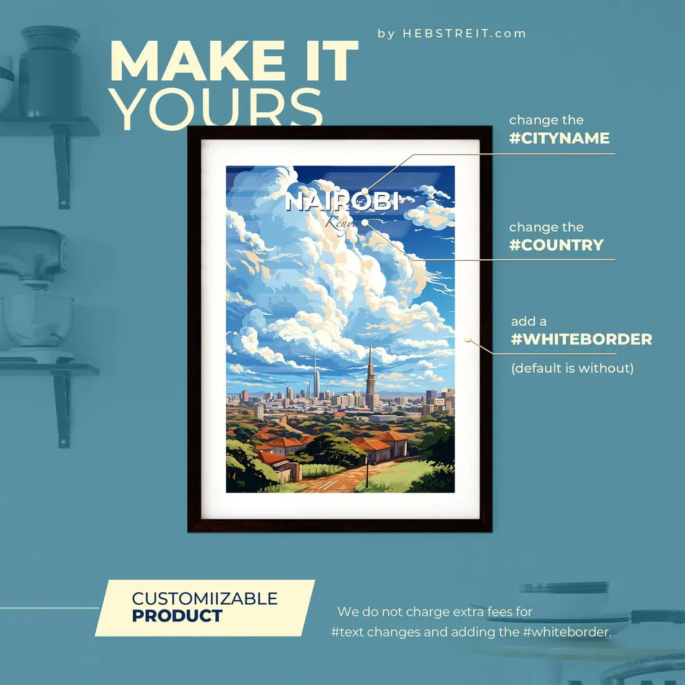 Nairobi Kenya Skyline - A City Landscape With Trees And Buildings - Customizable Travel Gift Default Title