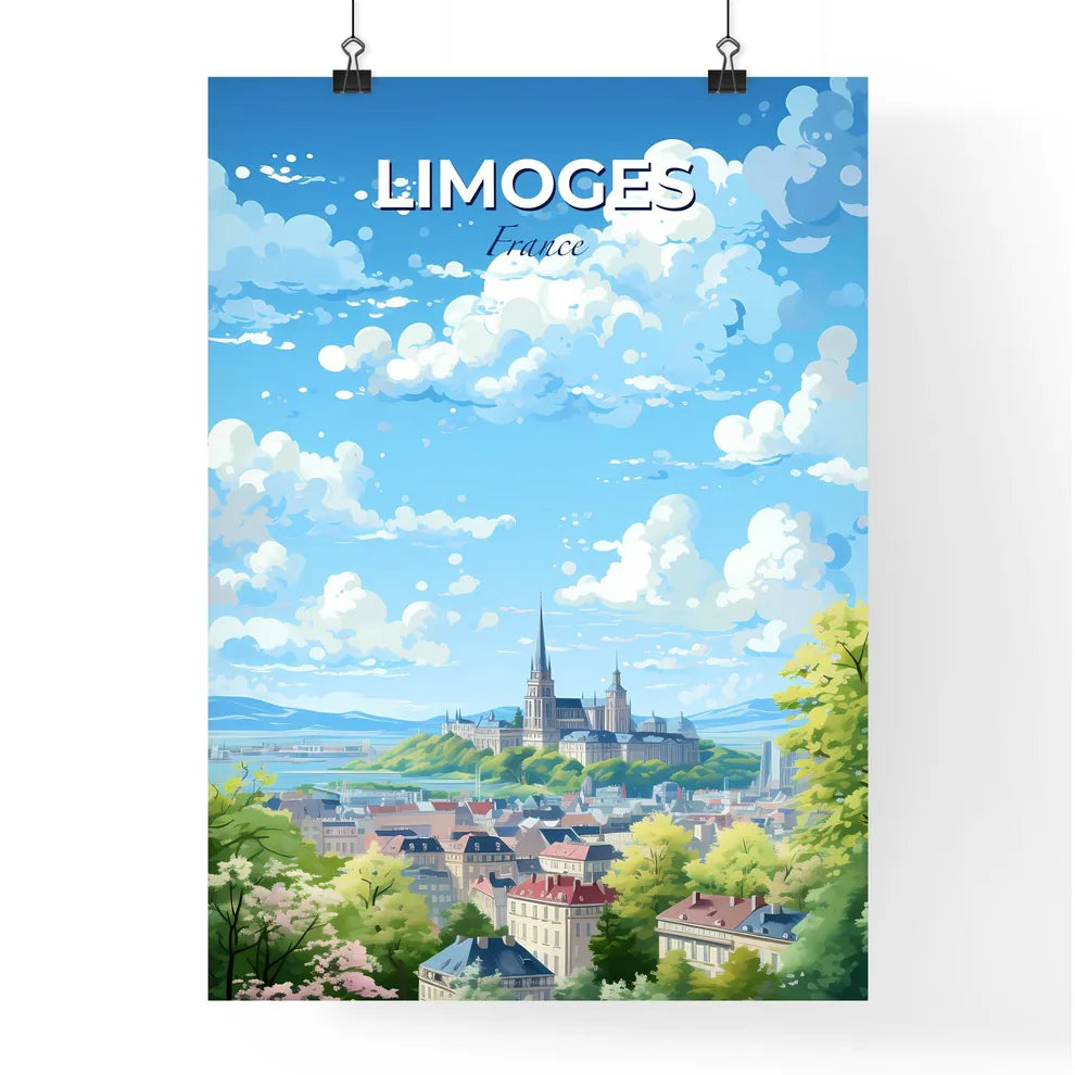 Limoges France Skyline - A City Landscape With A Castle And Trees - Customizable Travel Gift Default Title